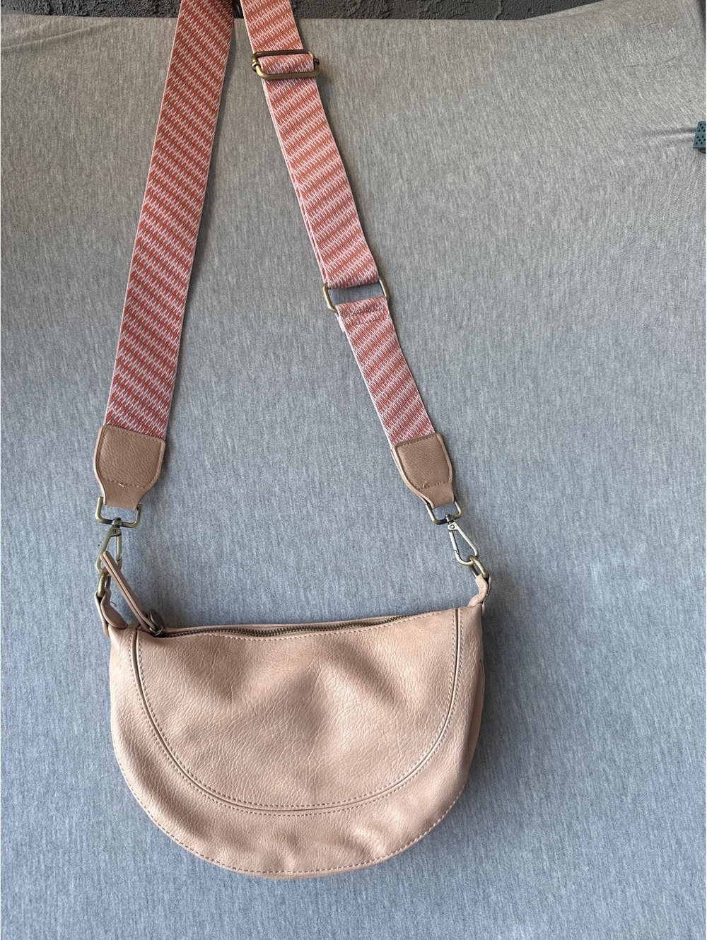 Urban Originals light pink Leather Crossbody Bag with Pink Adjustable Strap